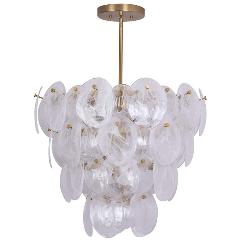 Image 6 Lily 28.03"W 13-Light Brushed Brass Chandelier w/ Wispy White Shade more views