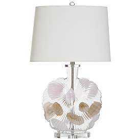 Image1 of Lily 30" H Clear Fossil Glass Pink And Beige Table Lamp