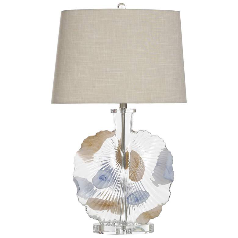 Image 1 Lily 30" High Fossil Glass Table Lamp With Crystal Acrylic Base