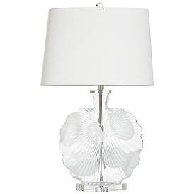 Image2 of Lily 30"H Clear Fossil Glass Table Lamp w/ Off-White Shade