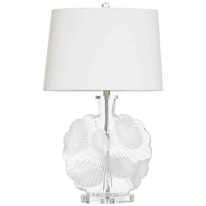 Image 1 Lily 30"H Clear Fossil Glass Table Lamp w/ Off-White Shade