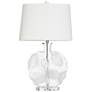 2_Lily 30"H Clear Fossil Glass Table Lamp w/ Off-White Shade