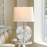 1_Lily 30"H Clear Fossil Glass Table Lamp w/ Off-White Shade