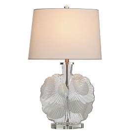 Image3 of Lily 30"H Clear Fossil Glass Table Lamp w/ Off-White Shade more views