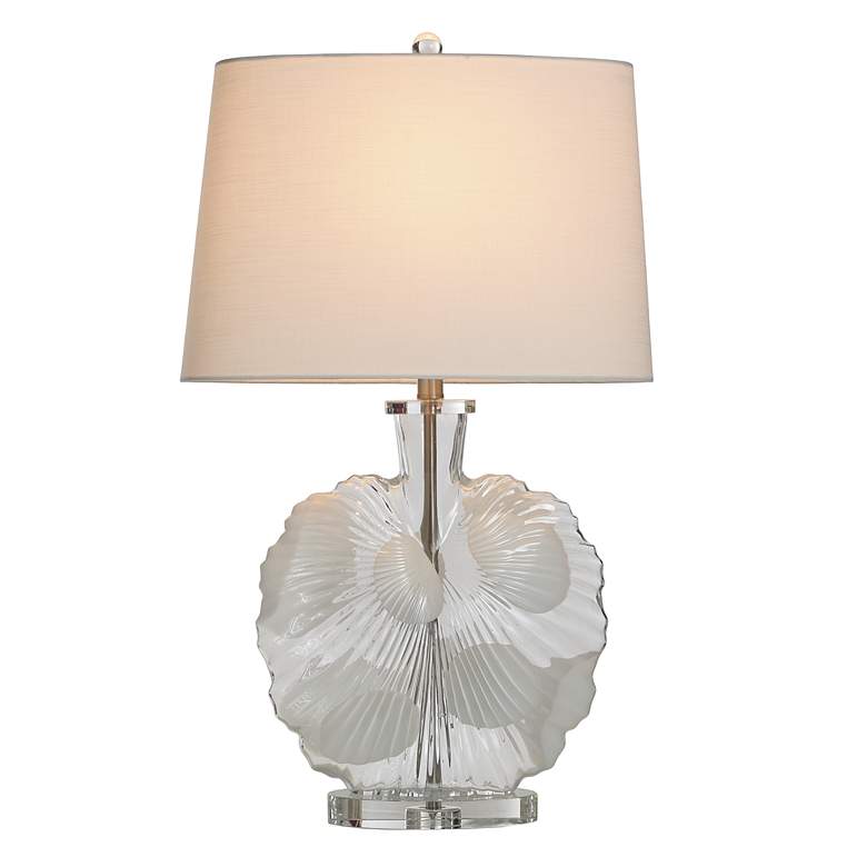 Image 3 Lily 30"H Clear Fossil Glass Table Lamp w/ Off-White Shade more views