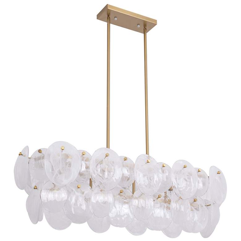 Image 2 Lily 42"W 7-Light Brushed Brass Island-Light w/ Wispy White Shade more views
