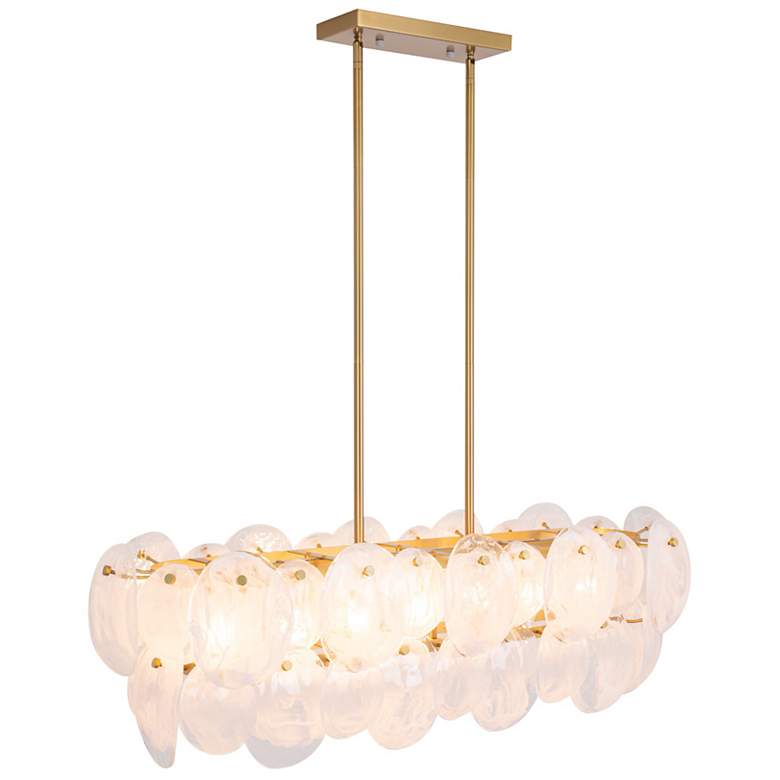 Image 4 Lily 42"W 7-Light Brushed Brass Island-Light w/ Wispy White Shade more views