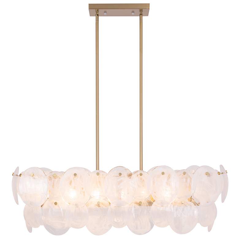 Image 5 Lily 42"W 7-Light Brushed Brass Island-Light w/ Wispy White Shade more views