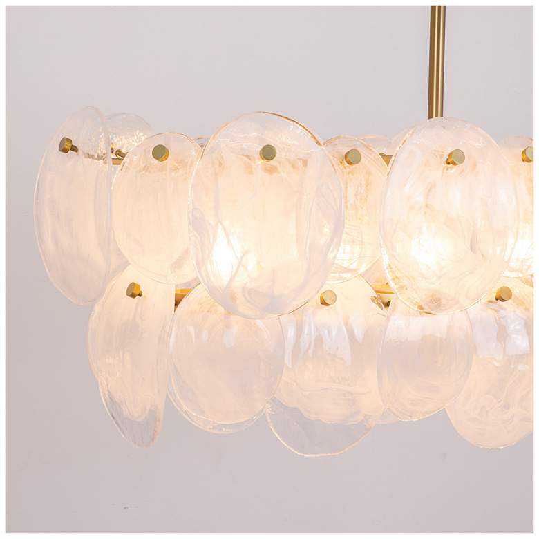 Image 7 Lily 42"W 7-Light Brushed Brass Island-Light w/ Wispy White Shade more views