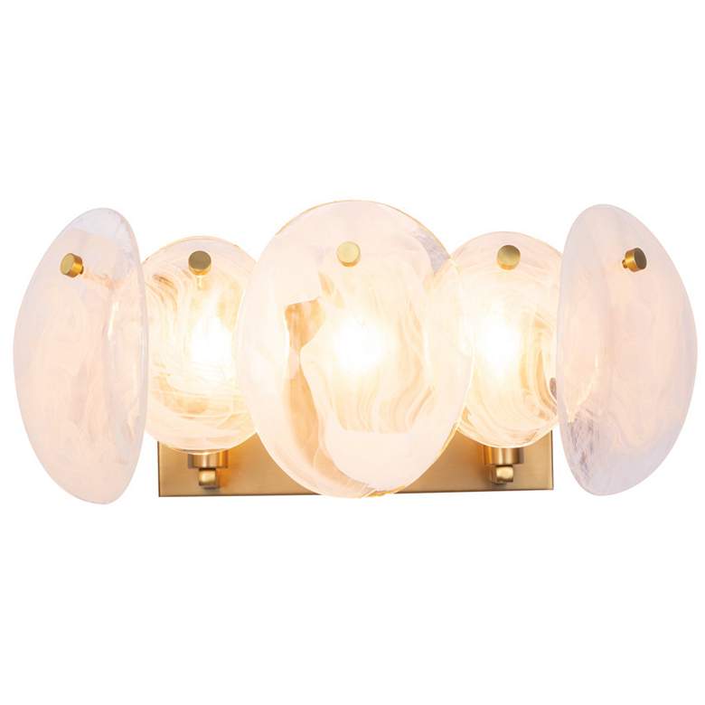 Image 1 Lily 7.67"H 3-Light Brass Bathroom Vanity w/ Wispy White Shade