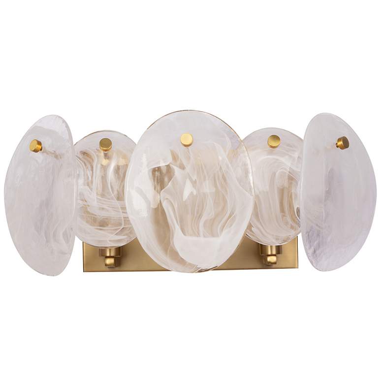 Image 2 Lily 7.67"H 3-Light Brass Bathroom Vanity w/ Wispy White Shade more views