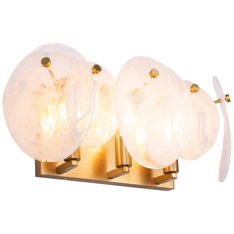 Image 3 Lily 7.67"H 3-Light Brass Bathroom Vanity w/ Wispy White Shade more views