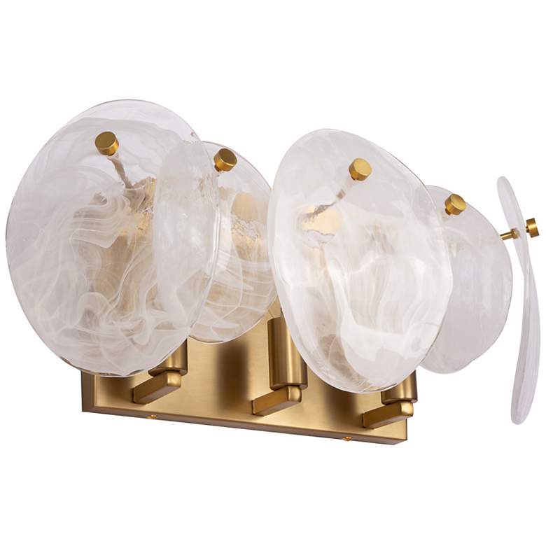 Image 4 Lily 7.67"H 3-Light Brass Bathroom Vanity w/ Wispy White Shade more views