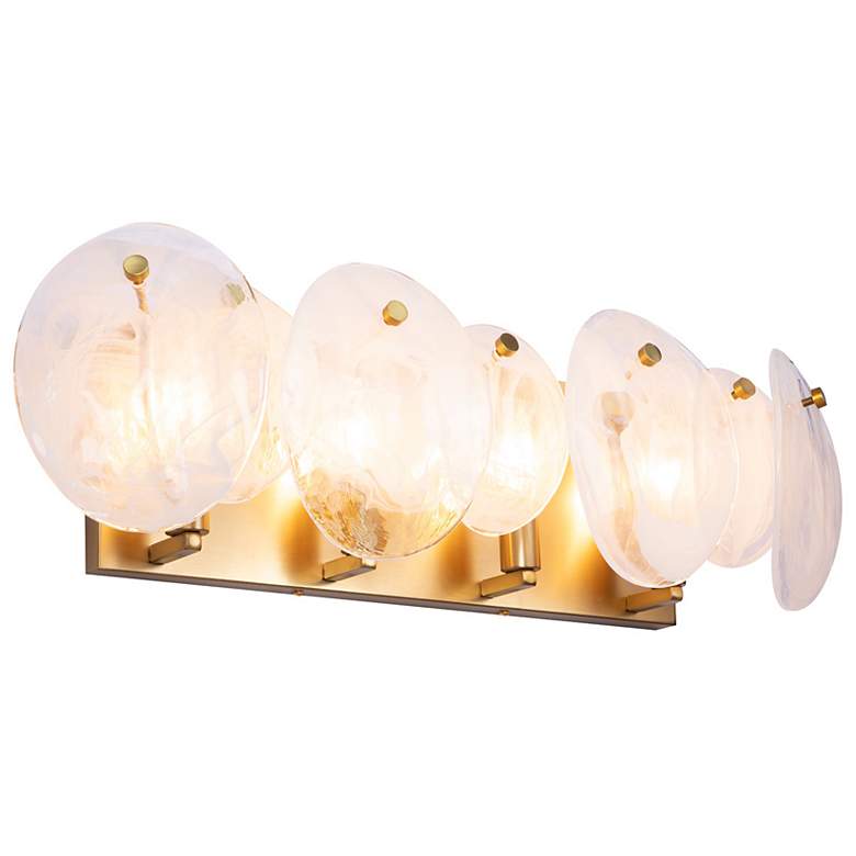 Image 3 Lily 7.67"H 4-Light Brass Bathroom Vanity w/ Wispy White Shade more views