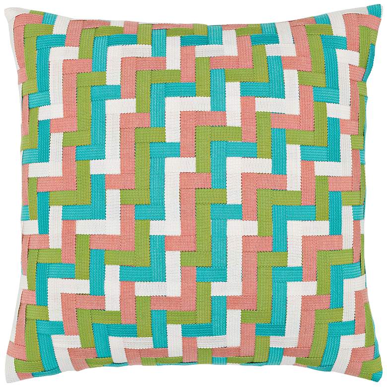 Image 1 Lily Basketweave 20 inch Square Indoor-Outdoor Pillow
