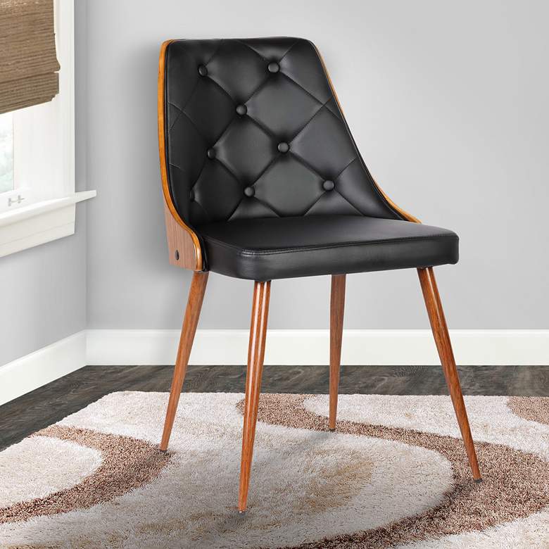 Image 1 Lily Black Faux Leather Button Tufted Dining Chair