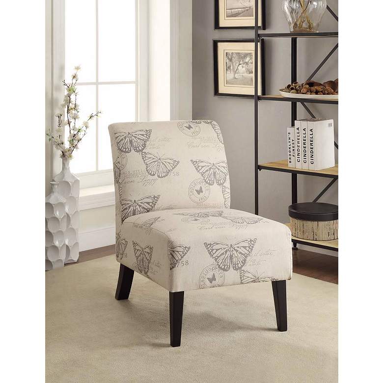 Image 2 Lily Butterfly Linen Accent Chair more views