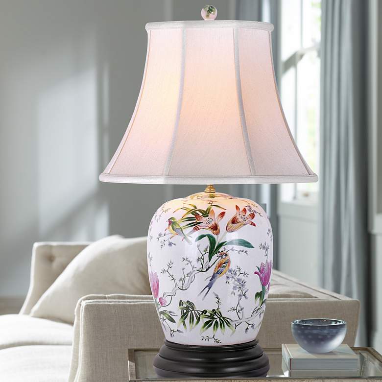 Image 1 Lily Garden 28" Traditional Ginger Jar Porcelain Table Lamp