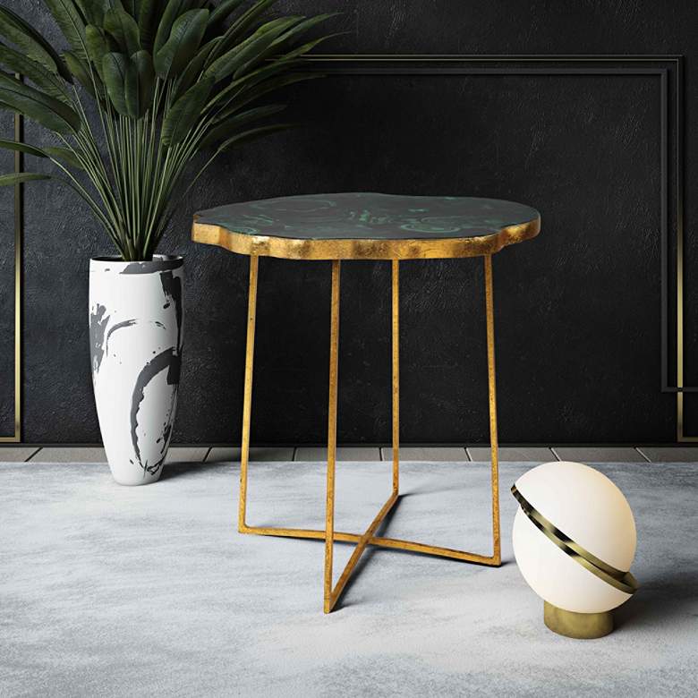 Image 1 Lily Gold Iron and Agate Top Side Table