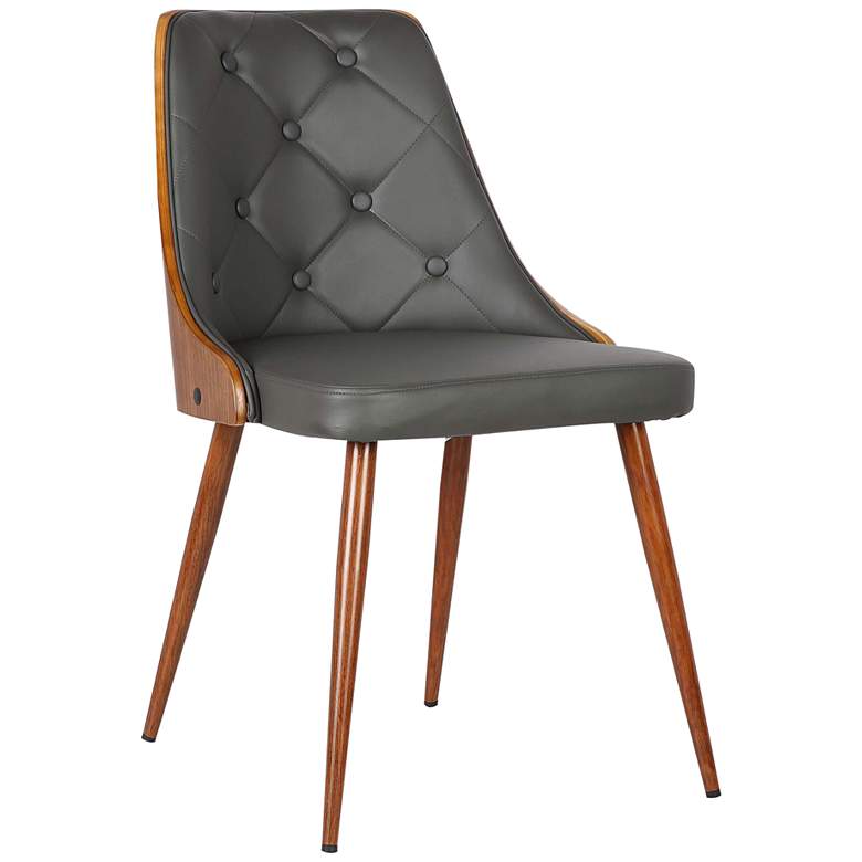 Image 2 Lily Gray Faux Leather Button Tufted Dining Chair