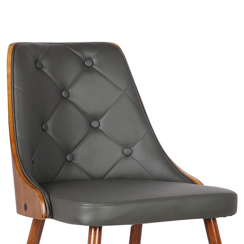 Image 3 Lily Gray Faux Leather Button Tufted Dining Chair more views