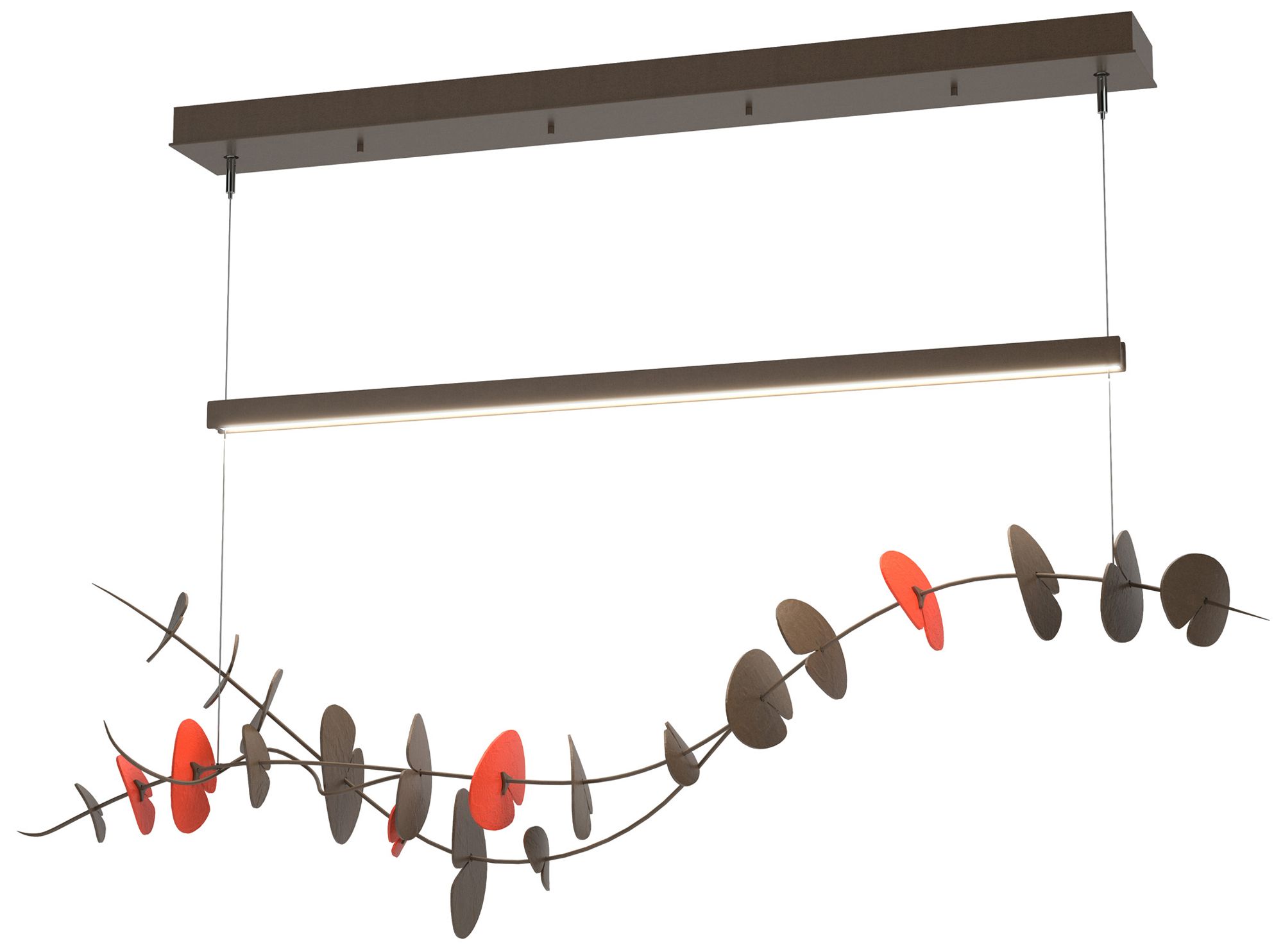 Lily LED Pendant - Bronze - Satin Red - Made to Order