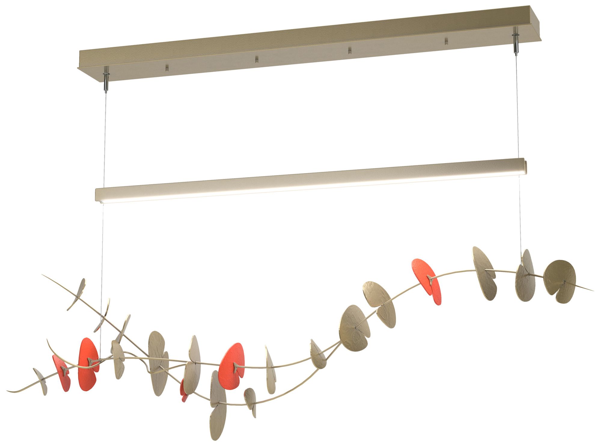 Lily LED Pendant - Modern Brass - Satin Red - Made to Order