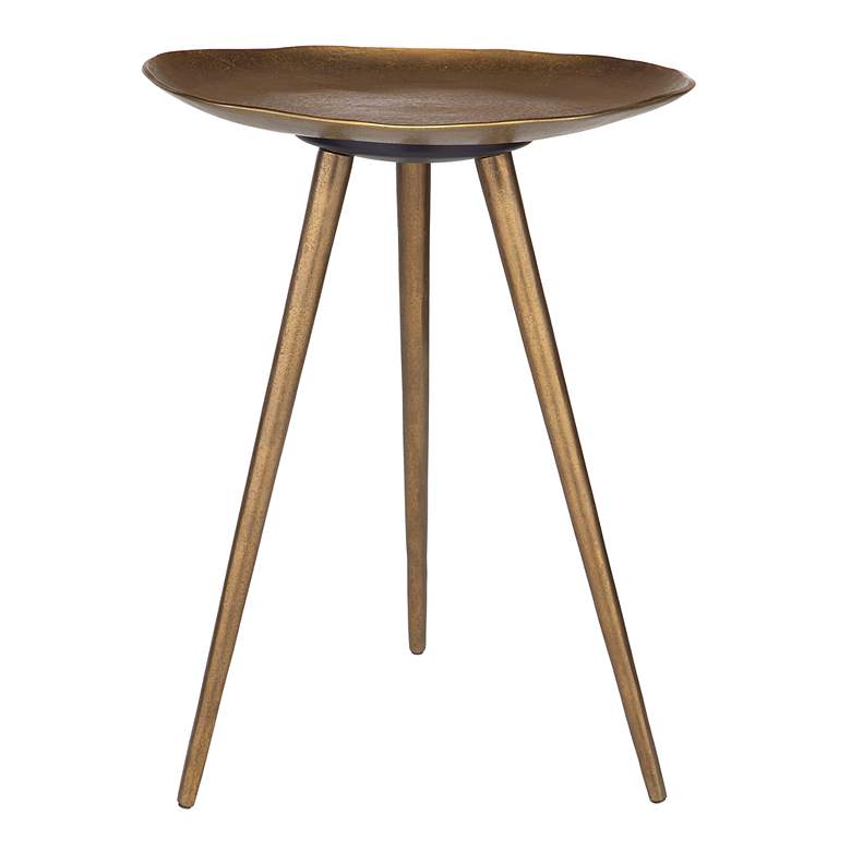 Image 2 Lily Pad 21" High Antique Brass Cast Aluminum Accent Table