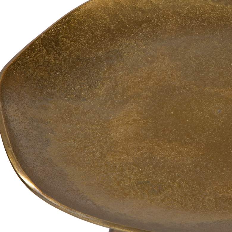 Image 5 Lily Pad 21" High Antique Brass Cast Aluminum Accent Table more views