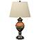 Lily Pad Hand-Painted Brush and Rust Red Table Lamp
