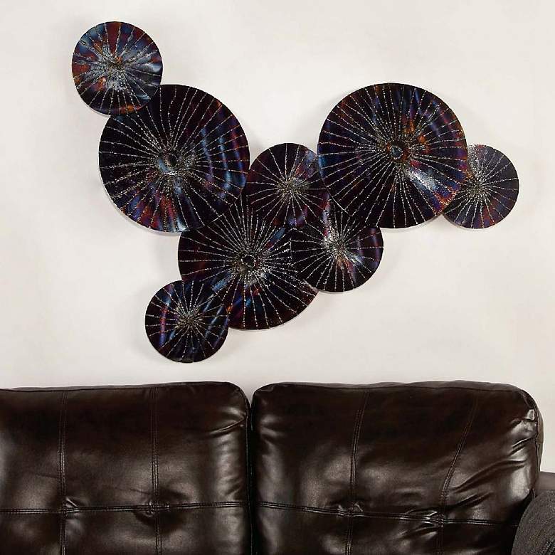 Image 1 Lily Pad Rusted Black 43 inch Wide Metal Wall Art