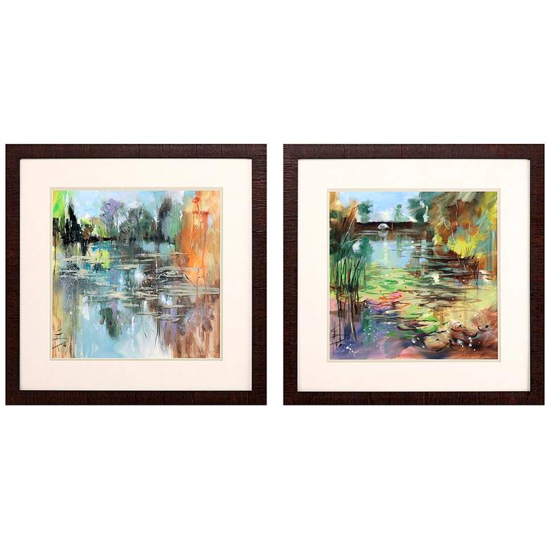 Image 3 Lily Pond 25" Square 2-Piece Framed Giclee Wall Art Set