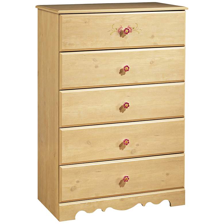 Image 1 Lily Rose Collection Romantic Pine 5-Drawer Chest