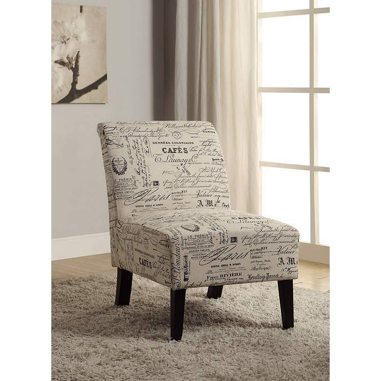 Image 2 Lily Script Linen Accent Chair more views