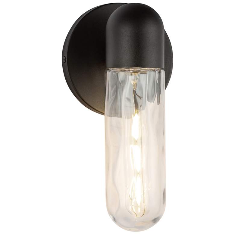 Image 1 Lima 10-in 1 Light Black/Clear Water Glass Outdoor Wall 60W Kuzco