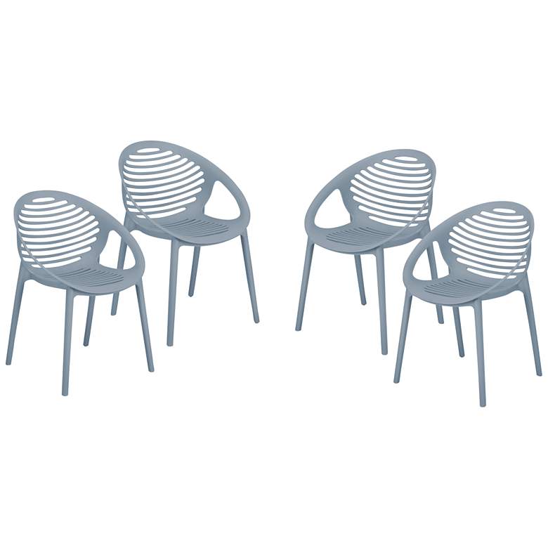 Image 1 Lima Blue Polypropylene Stacking Arm Chairs Set of 4