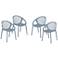 Lima Blue Polypropylene Stacking Arm Chairs Set of 4