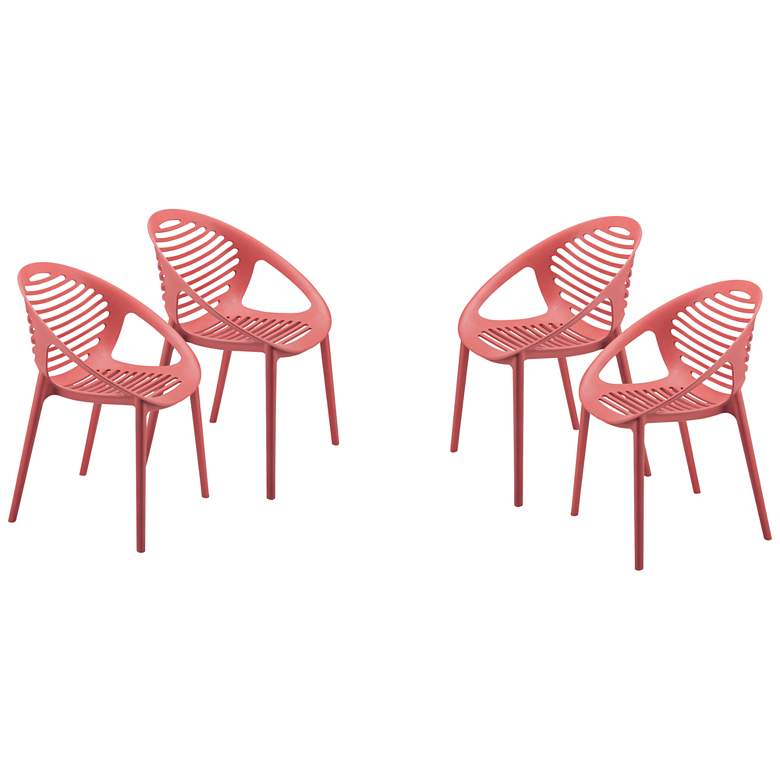 Image 1 Lima Red Polypropylene Stacking Arm Chairs Set of 4