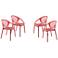 Lima Red Polypropylene Stacking Arm Chairs Set of 4