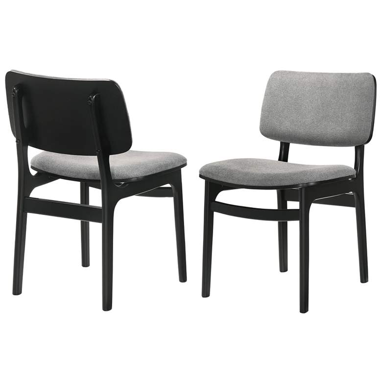 Image 1 Lima Set of 2 Dining Chairs in Gray Upholstery and Black Finish