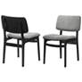 Lima Set of 2 Dining Chairs in Gray Upholstery and Black Finish