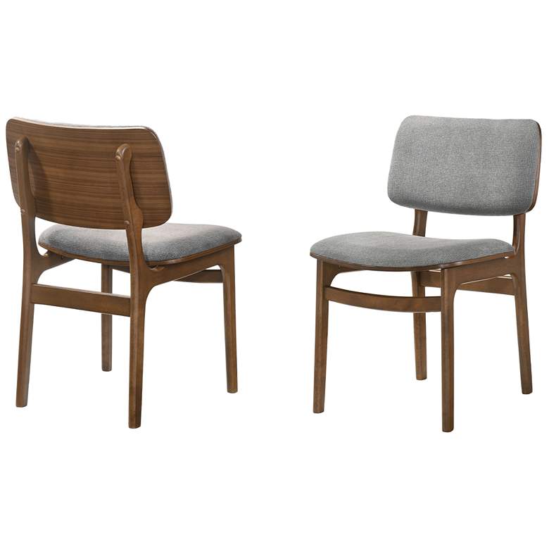 Image 1 Lima Set of 2 Dining Chairs in Gray Upholstery and Walnut Finish