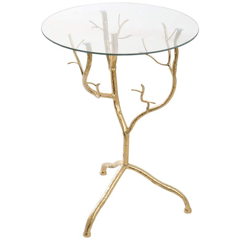 Image 2 Limber 15 3/4" Wide Gold Metal Branch Accent Table