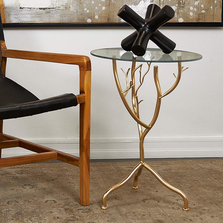 Image 1 Limber 15 3/4" Wide Gold Metal Branch Accent Table