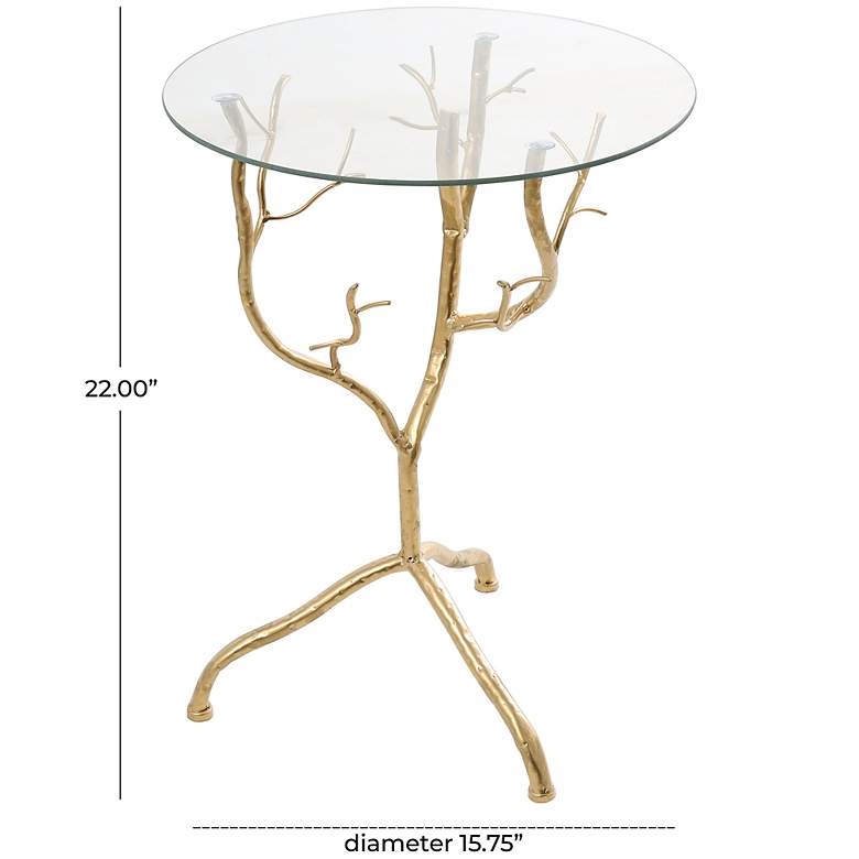 Image 7 Limber 15 3/4" Wide Gold Metal Branch Accent Table more views