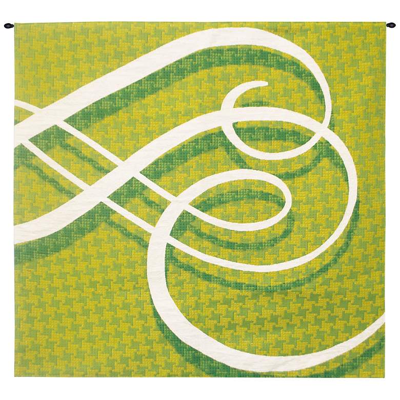 Image 1 Lime Flourish 53 inch Wide Wall Tapestry with Hanging Rod