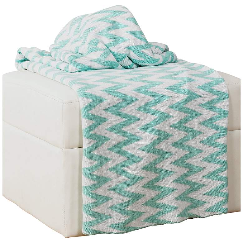 Image 1 Lime Green and White Chevron Throw Blanket