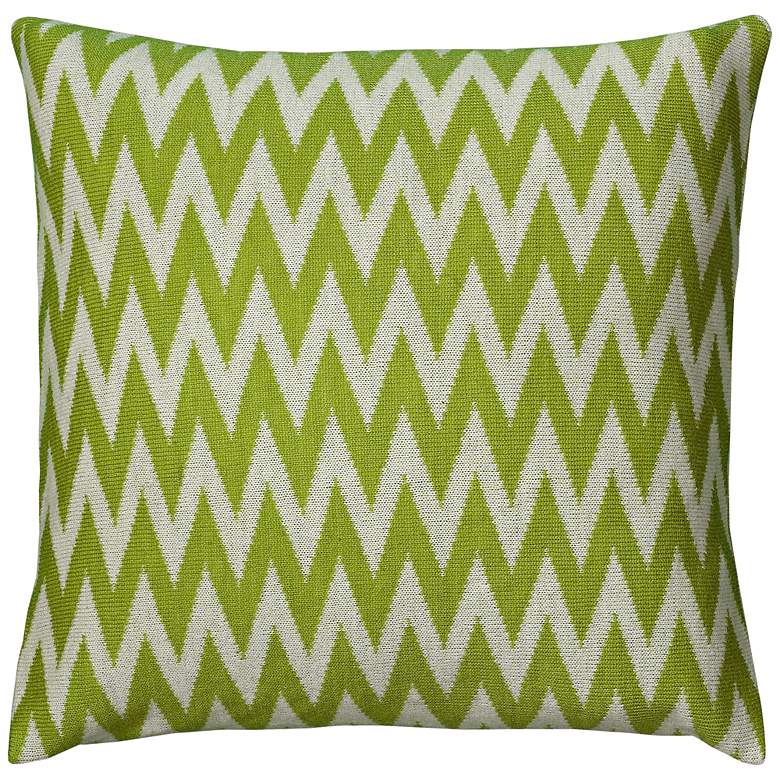 Image 1 Lime Green and White Woven 20 inch Square Chevron Pillow