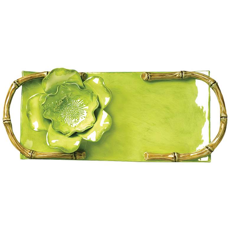 Image 1 Lime Green Ceramic Crudites Serving Tray