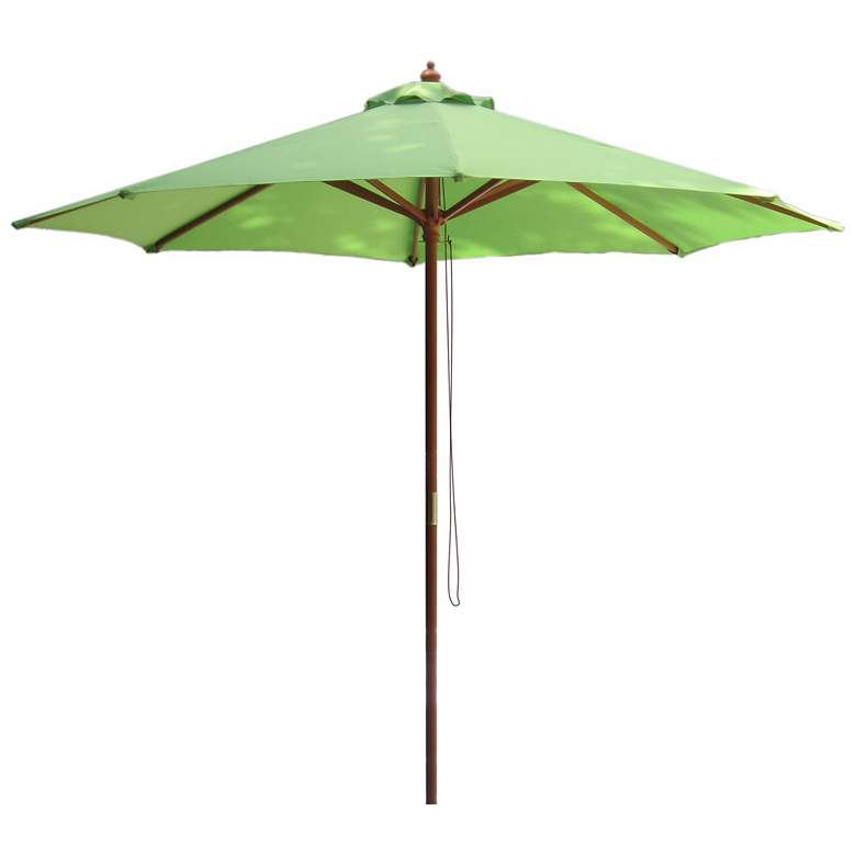 Image 1 Lime Green Market Umbrella with Wooden Pole